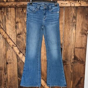 American Eagle Outfitters Medium Blue Flared Wide-Leg Jeans
